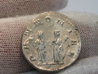ROMAN: Trajen Decius 249 - 251 AD.  AR Antoninianus.  Rev; 2 PANNONIAE Female figure 5