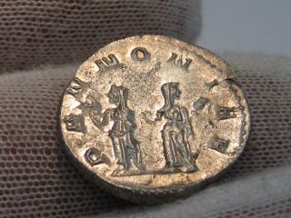 ROMAN: Trajen Decius 249 - 251 AD.  AR Antoninianus.  Rev; 2 PANNONIAE Female figure 6