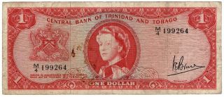 Central Bank Of Trinidad And Tobago 1964 Issue 1 Dollar Pick 26b World Banknote