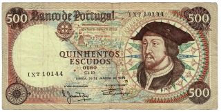 Banco De Portugal 21.  1.  1966 Issue 500 Escudos Pick 170a Foreign World Banknote