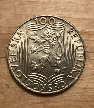 1949 Czechoslovakia 100 Korun Silver Coin Stalin