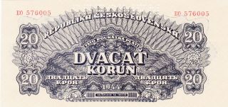 20 Korun Unc Specimen Banknote From Russian Occupied Czechoslovakia1944 Pick - 47s