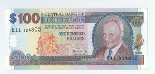 Barbados 100 Dollars Banknote,  1999,  P - 59,  Unc,  North America Paper Money