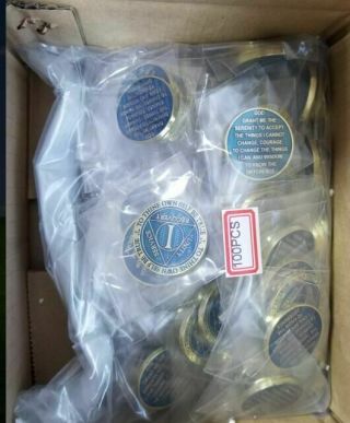 1year Aa Recovery Coin Reflex Blue Serenity Prayer On Back (100pieces)