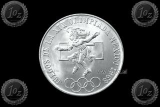 Mexico 25 Pesos 1968 (mexico City Olympics) Silver Commemor.  Coin (km 479) Xf