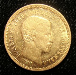 Guatemala: Republic Gold 4 Pesos 1869 - R,  Choice Au.
