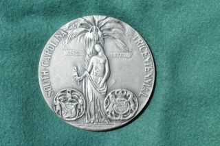 1670 - 1970 3 Inch South Carolina Tricen Silver Medal By Philadelphia Scarce