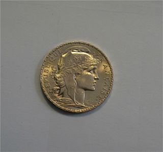 1914 France Gold Coin,  20 Francs,  Unc / Bu Full Luster,  Km 857