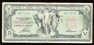 1917 Canadian Bank Of Commerce $5 - Ch 75 - 16 - 04 - 06a - Fine