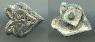 (16110) Sogdian Or Early Islamic Bronze Belt Decoration From Chach 3.  1g,  17x16mm