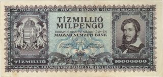 1946 10 Trillion Pengo Hungary Currency Large Banknote Note Money Bank Bill Cash