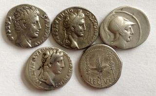 Augustus And Marc Antony - Five Varied And Attractive Denarii