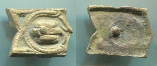(16096) Sogdian Or Early Islamic Bronze Belt Decoration From Chach 3.  5g,  21x16mm