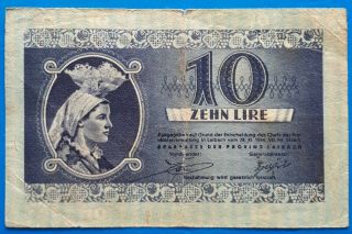 Yugoslavia,  Slovenia,  Province of Ljubljana city money,  10 lir 1944,  WWII,  F/VF 2