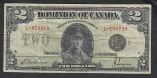 1923 Dominion Of Canada 2 Dollar Bank Note Mccavour Black Seal