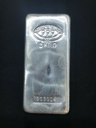 1 Kilo (32.  15 Oz) Johnson Matthey Silver Bar Jm 999,  Fine Silver Poured Bar 2