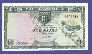 Rare And 1 Pound 1964 Banknote From Zambia Pick 2a Huge Value