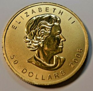 Canada 2006 Maple Leaf 1 Oz.  9999 Fine Gold $50.  Bullion Coin