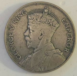 " 1934 Zealand Half Crown " Silver (. 500) Coin F - Vf - Not Prof.  Graded