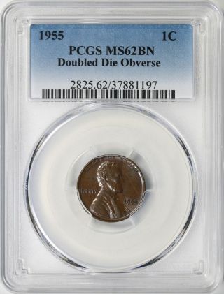 1955 Ddo Lincoln Wheat Cent 1c Pcgs Ms62bn Doubled Die Obverse