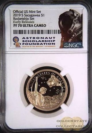 2019 S $1proof Sacagawea Ngc Pf70 Ucam Rocket Ship Set First Releases 50k Minted