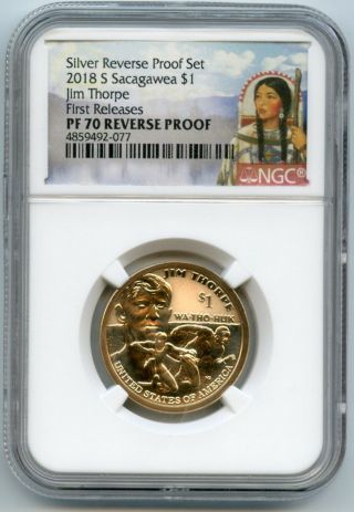 2018 S Silver Sacagawea Dollar $1 Jim Thorpe Reverse Proof Ngc Pf70 Fr - 077
