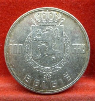 Belgium 1951 Silver 100 Francs