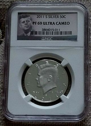 2011 - S Silver Kennedy Half Dollar Ngc Pf 69 Ultra Cameo (prompt)