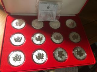 2004 Canada Maple Leaf Zodiac Privy Mark Specimen Reverse Proof Silver Set Of 12