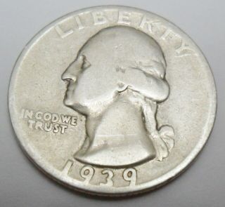 1939 S Washington Quarter 90 Silver G - Good