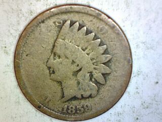 1859 Indian Head Cent Copper Nickel Struck Thru Error Coin 826