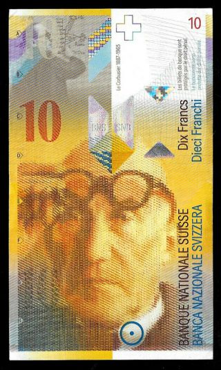 World Paper Money - Switzerland 10 Francs 1995 P66 @ Xf,