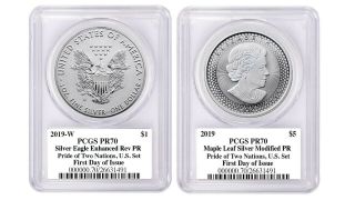 2019 PRIDE OF TWO NATIONS SET PCGS REVERSE PR70 FIRST DAY OF ISSUE CLEVELAND 2