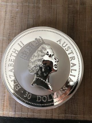 1994 1 Kilo.  999 Silver Kookaburra Elizabeth Ii Australian $30 Coin