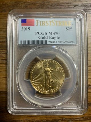 2019 $25 American Gold Eagle 1/2 Oz Pcgs Ms70 First Strike