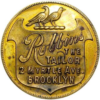 Pre 1933 Brooklyn York Good Luck Swastika Token Robbins The Tailor Bird