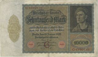 1922 10,  000 Mark Germany Currency German Vampire Note Bill Banknote Money Cash