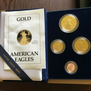 1989 AMERICAN EAGLE GOLD BULLION 4 - COIN PROOF SET IN CASE WITH 3