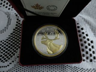 5 oz.  Fine Silver Gold - Plated 2015 Canada Big Coins Series 2 Caribou 25 Cents 4