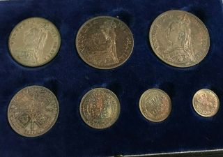 1887 Great Britian Maundy Silver Set - 7 Coins Toned - Box