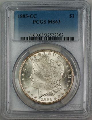 1885 - Cc Morgan Silver Dollar $1 Pcgs Ms - 63