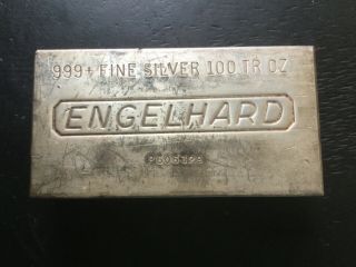 100 Oz Silver Bar - Engelhard.  999 Pure