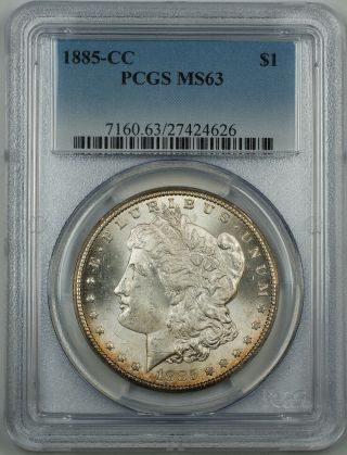 1885 - Cc Silver Morgan Dollar $1,  Pcgs Ms - 63,  Lightly Toned Coin