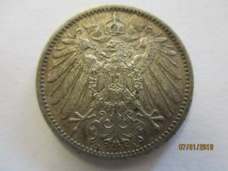1914 - A Germany Empire 1 Mark.  900 Silver Net.  1606 Oz Better Grade German Coin