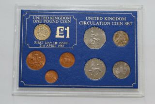 Uk Gb 1983 Set With First Day Of Issue 1 Pound B18 Cg40