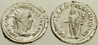 022.  Roman Silver Coin.  Trajan Decius.  Ar Antoninianus.  Rome.  Genius.  Ef