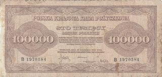 100 000 Marek Vg Banknote From Poland 1923 Pick - 34