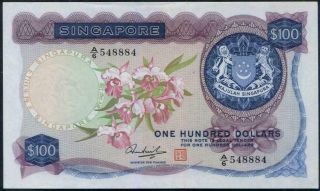 Singapore $100 Orchids Series.  Board Of Comm.  Of Currency Banknote.  P6.  1973