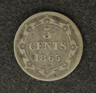 1865 Newfoundland 5 Cents Silver 1st Year Canada Low Mintage.