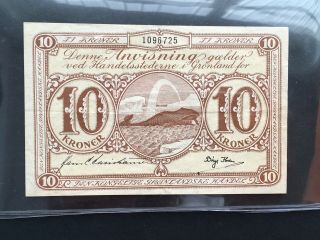 Greenland Nd (1953) 10 Kroner Banknote Humpback Whale Great Artwork Xf Scarce